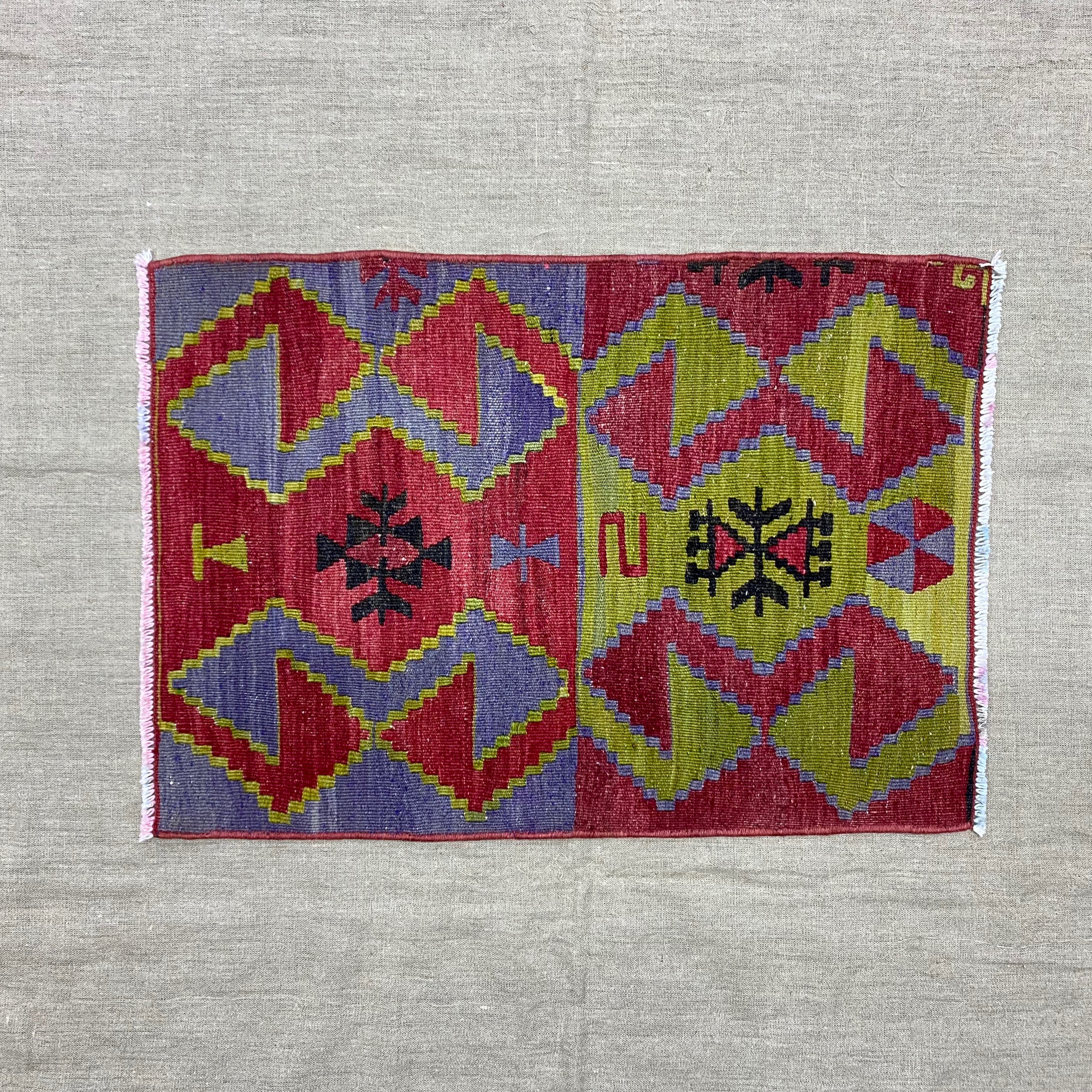 オールドキリム トルコ 手織り ヴィンテージ ラグ 70x50cm