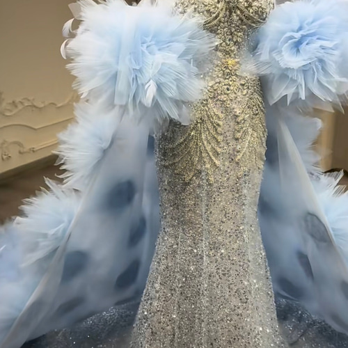 爽やかなブルー！高品質保証 ソフトチュール 取り外し可能 マーメイド