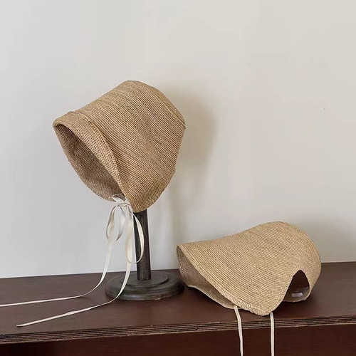 ラフィアハット、ツバ広麦わら帽子 夏用 大人 ストローハット