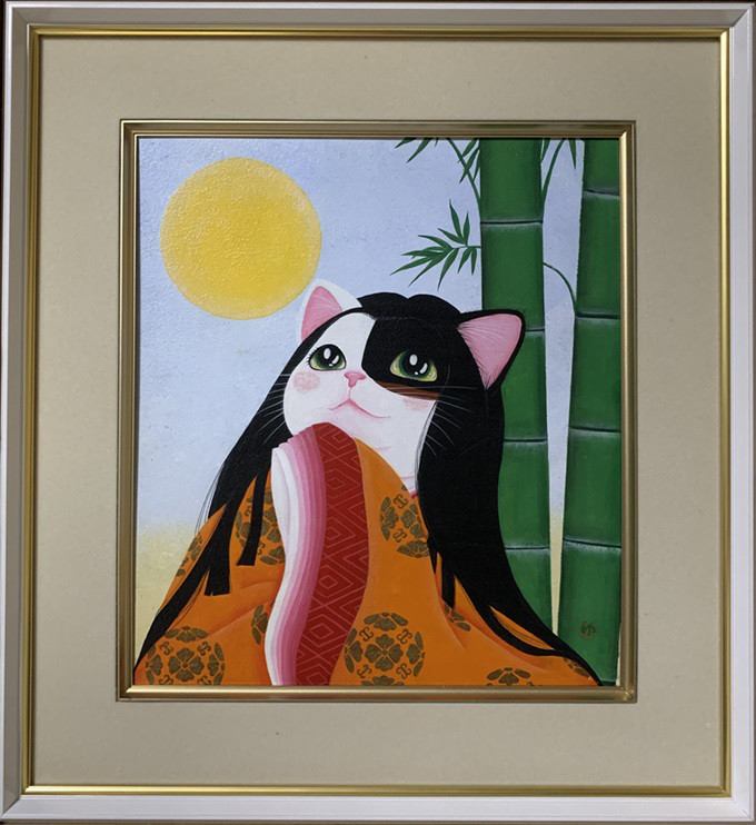 優れた品質 アクリル画 額装品 cat 原画  猫 絵画