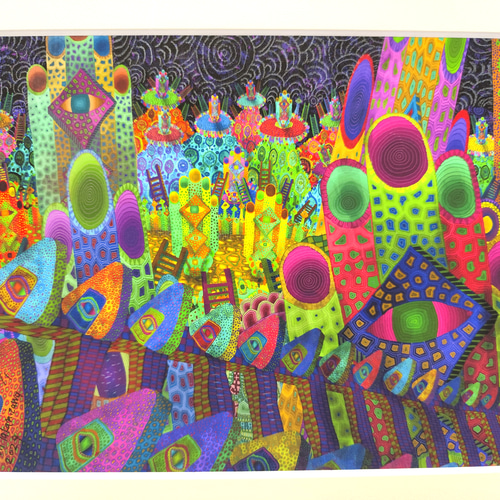 視線の中の幼児体験　高見沢耳のジクレー版画作品　一点物の版画作品です(A4サイズ 視線の中の幼児体験 高見沢耳のジクレー版画作品 一点物の版画