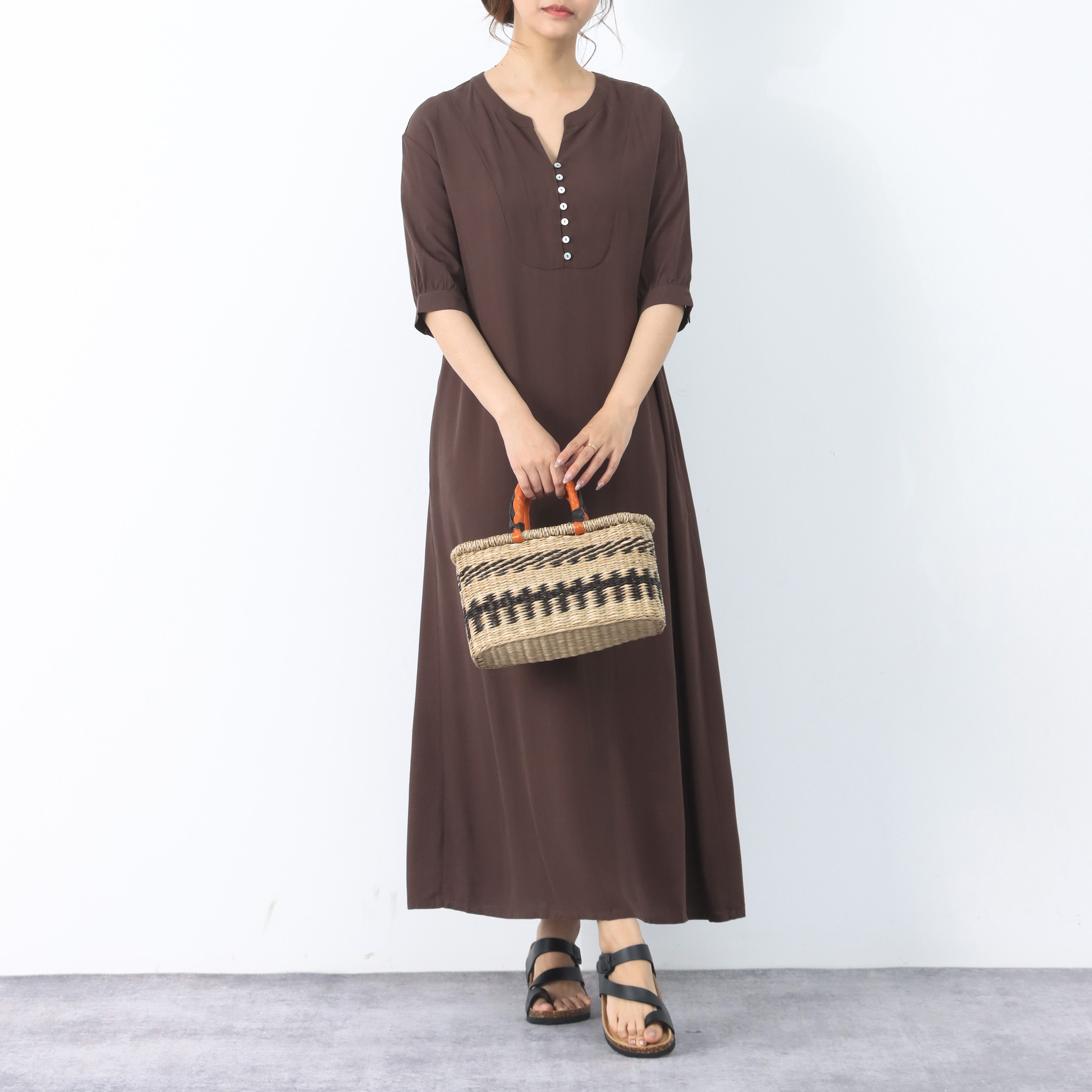 裾上げ無料♪サイズオーダー可♪冷感　夏生地　半袖　ロングワンピース 5,925円