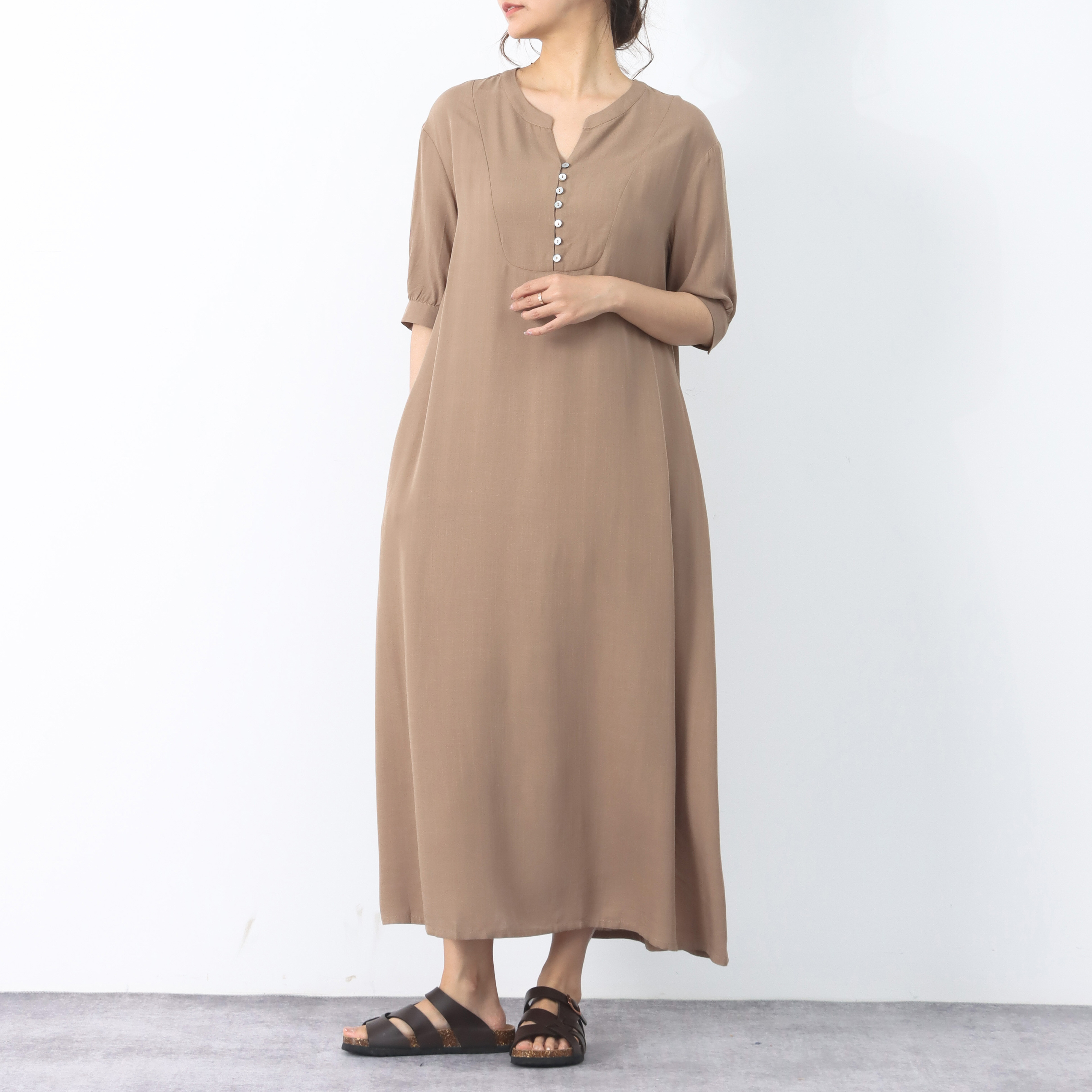 裾上げ無料♪サイズオーダー可♪冷感　夏生地　半袖　ロングワンピース 6,083円