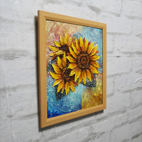 油絵 油彩 油彩画 絵 絵画 【向日葵】 絵画 HR 通販 17988807
