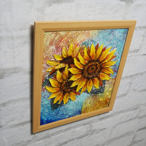 油絵 油彩 油彩画 絵 絵画 【向日葵】 絵画 HR 通販 17988807