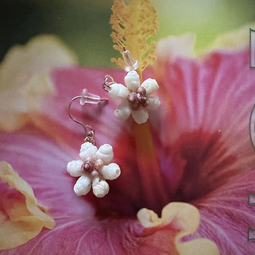 ニイハウシェルのフラワープチピアス ピアス（フック・チェーン