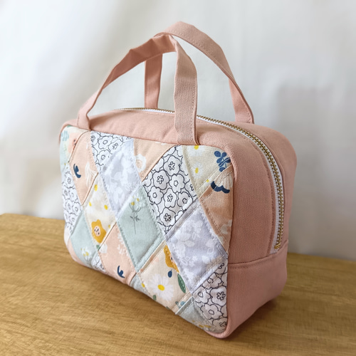 型紙・作り方】ダイヤモンド パッチワーク キルト ポーチ 可愛い