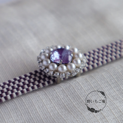 つまみ細工帯留め　薄紫　シルバー sddefault.jpg