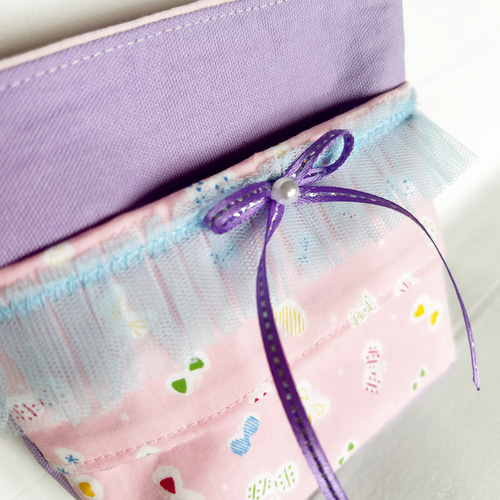 移動ポケット フリル リボン レース 問合せ クリップ付き 