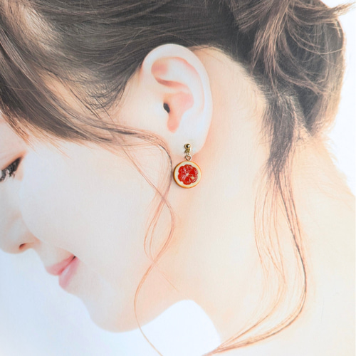 ピンクグレープフルーツ【ピアス・イヤリング】(片耳) ピアス