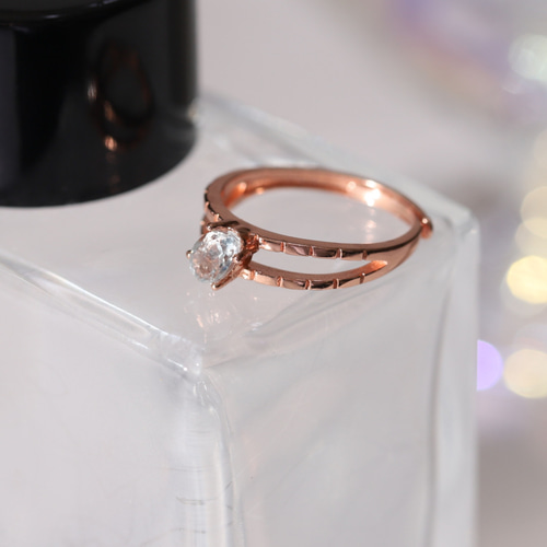 アクアマリン 重ね付け風ダブルリング【ピンクゴールド】約12-17号迄OK