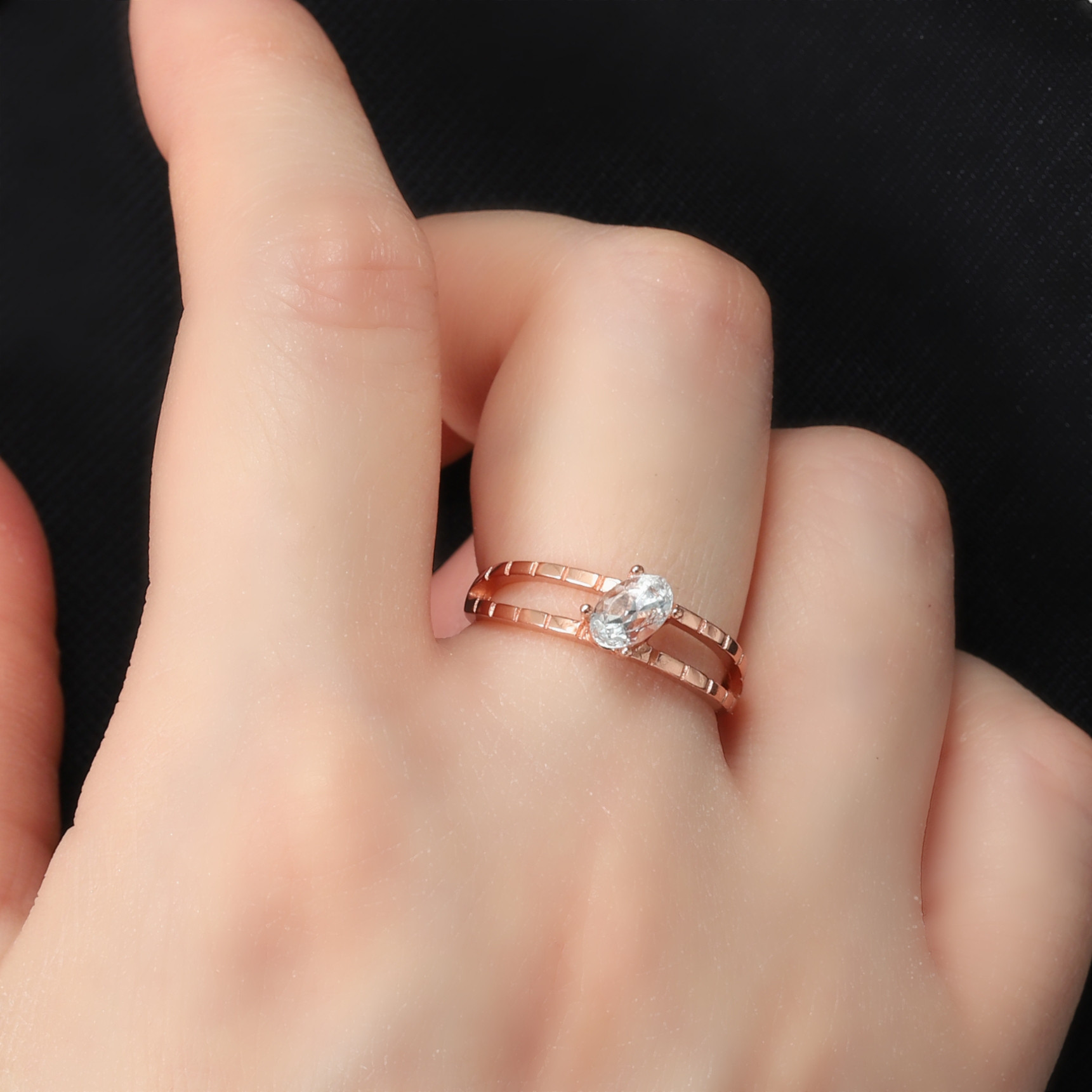 アクアマリン 重ね付け風ダブルリング【ピンクゴールド】約12-17号迄OK【18kgp silver925】天然石