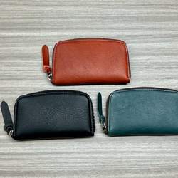 ラウンド型　コンパクトウォレット　本革　赤 6枚目の画像