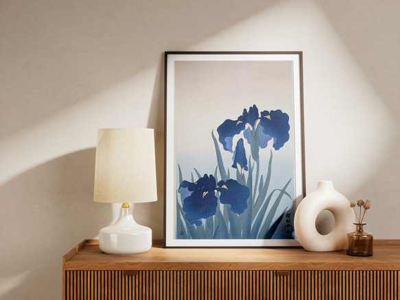 菖蒲の花日本画インテリアポスターアイリス青色和室浮世絵和柄