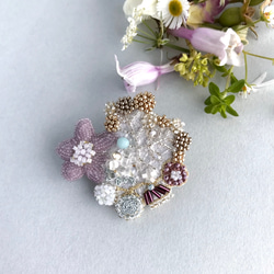お花摘みブローチ no.1 オートクチュール刺繍 ブローチ So do I