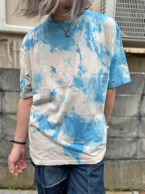 タイダイ ビッグシルエット Tシャツ XLサイズ カラフル ブルー×ベージュ HD21-82 XL
