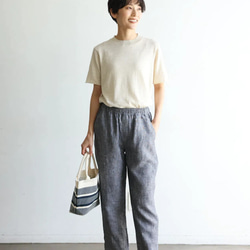 清涼感あるリネンパンツ　テーパードパンツ　リネン100％　240708-1 4枚目の画像