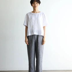 清涼感あるリネンパンツ　テーパードパンツ　リネン100％　240708-1 5枚目の画像