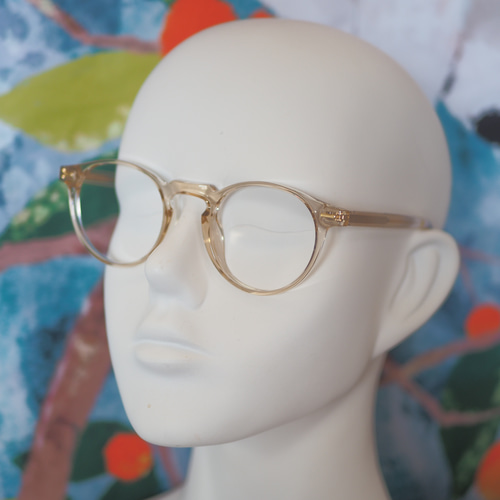 在庫限り販売終了】TR樹脂ラウンドフレーム｜クリアベージュ メガネ 杏