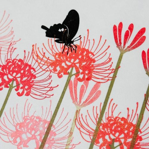 彼岸花の蕾+黒揚羽【小】 はんこ・スタンプ hanya kissho 通販
