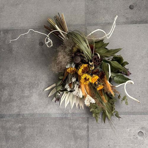 ひまわり ドライフラワー ブーケ 花束 スワッグ ブーケ ドライフラワー