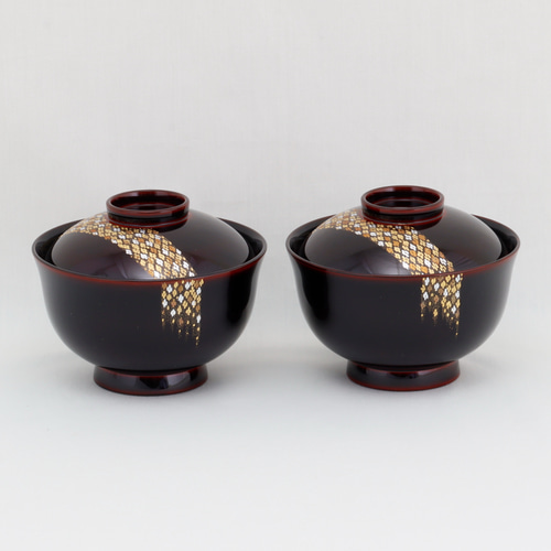 伝統工芸 輪島塗 夫婦吸物椀「帯小華沈金」 【1010】 お椀 伝統工芸 輪島塗 夫婦吸物椀「帯小華沈金」 【1010】 お椀