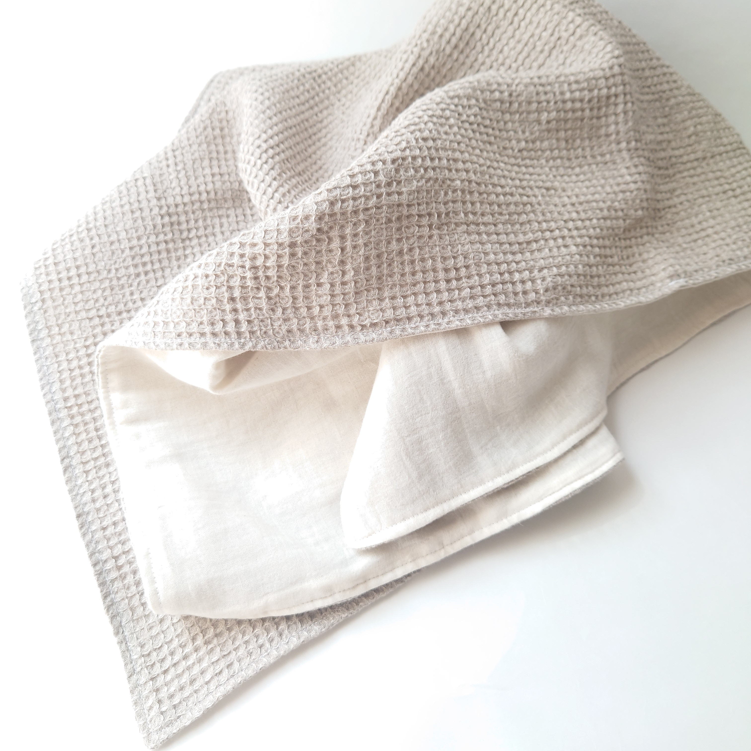 リネンワッフルとコットンダブルガーゼのバスタオル