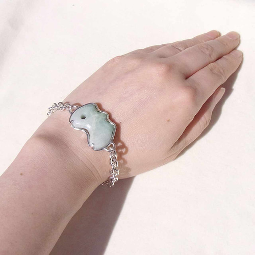 糸魚川翡翠　特注　勾玉　ブレスレット 糸魚川翡翠特注勾玉ブレスレット