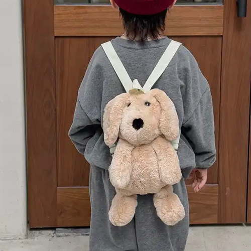 2色ふわふわ可愛いリュックサック 子犬 ドッグキッズ ぬいぐるみ 