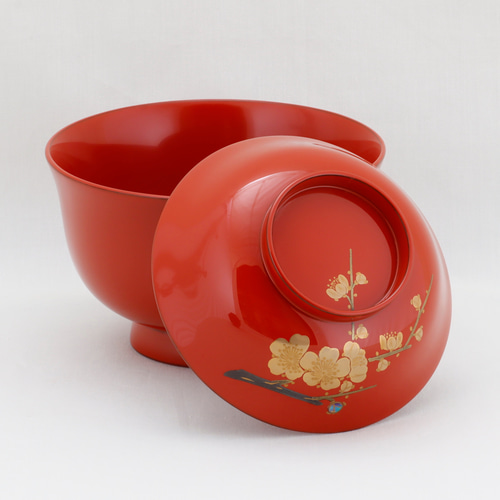 伝統工芸 輪島塗 夫婦吸物椀「紅白梅蒔絵」 【1016】 お椀