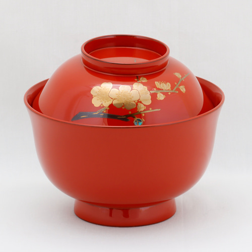 伝統工芸 輪島塗 夫婦吸物椀「紅白梅蒔絵」 【1016】 お椀・ボウル・鉢