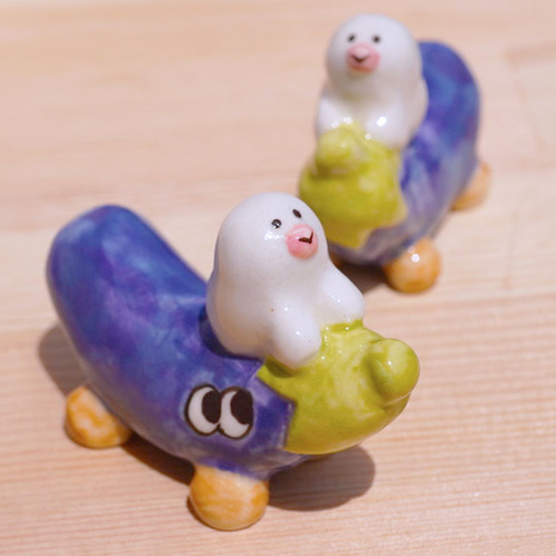 陶器]文鳥さんとナスの箸置き[お盆 野菜] 箸・箸置き chopiandchoco