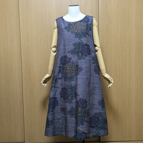 着物リメイク ワンピース 紬 M〜L ワンピース さらあお 通販 17990595