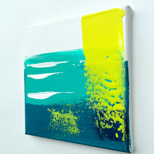 relax-wave】ターコイズグリーン グリニッシュブルー 抽象画 絵画
