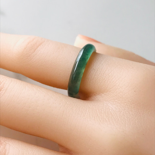 R290-007］ ジェイド JADE ヒスイ 本翡翠 くりぬき リング