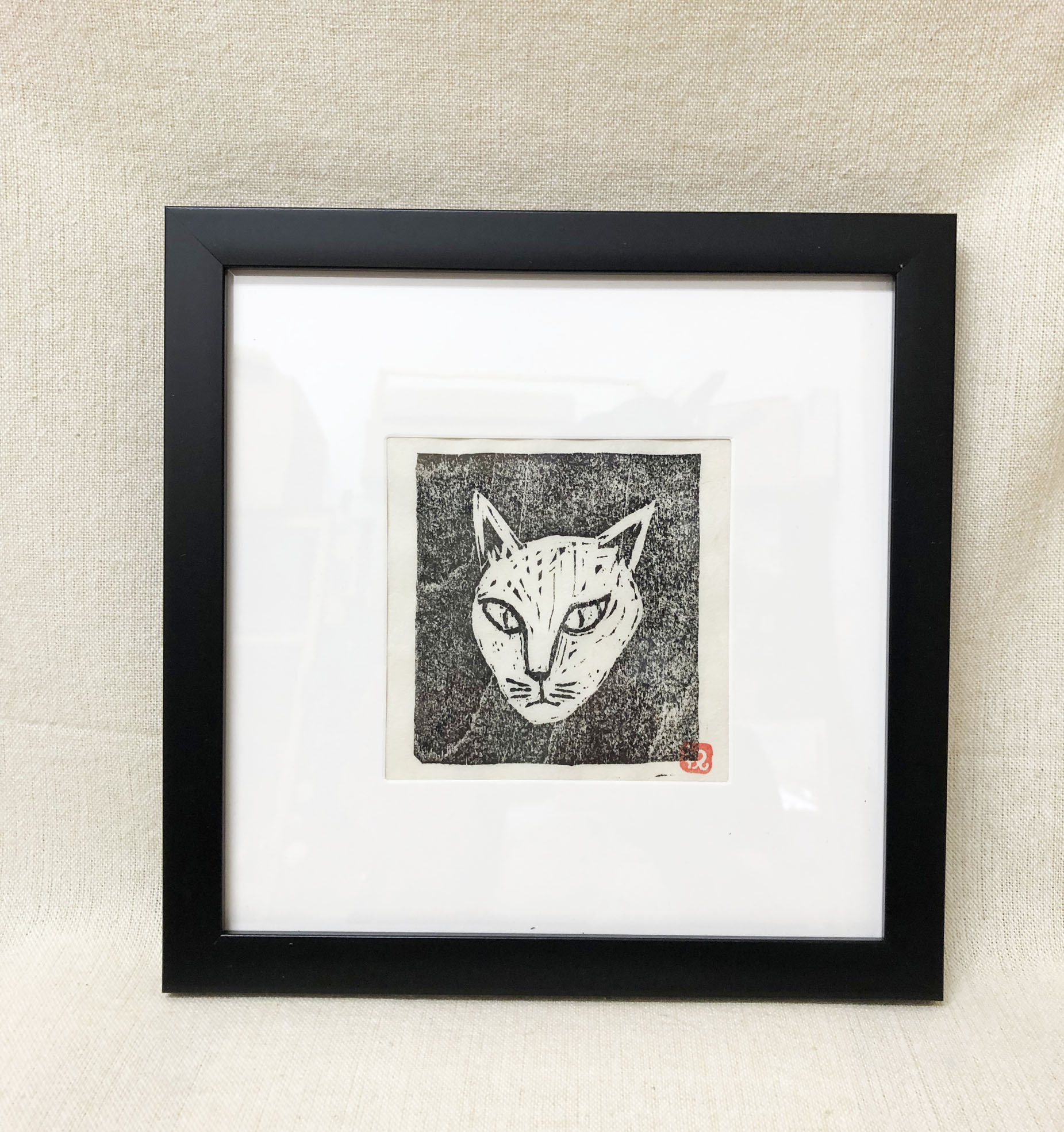 あさのたかを　木版画 タイルアート 希少 レア 猫 ねこ あさのたかを 木版画 タイルアート 希少 レア 猫 ねこ 2025年