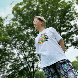 刺繍☆T-shirt／花とアフロ 7.1oz Tシャツ 440design シシマル