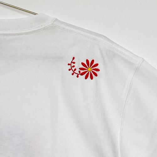 刺繍☆T-shirt／花とアフロ 7.1oz Tシャツ 440design シシマル