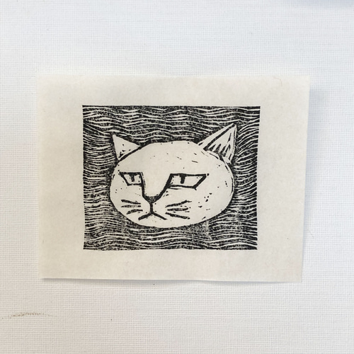 手作り額付き銅版画応用絵画　title「ひょっこり猫」 額付き銅版画応用絵画 title「ひょっこり猫」 - 絵画人気