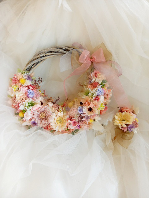 ♡受注対応♡リースブーケ ウェディングブーケ専門店ガーベラブーケフープブーケリボンブーケブートニア花冠オーダー承ります