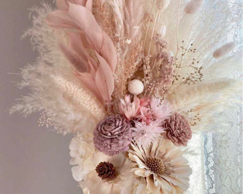 ウェディングブーケ ブートニア付き くすみピンク ドライフラワーブーケ 前撮り 再販人気♡⃛ くすみピンク ウェディングブーケ ドライフラワー