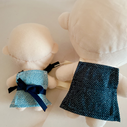 ぬい服 デニム風エプロン 10～12、15～17cmサイズ向け ぬいぐるみ