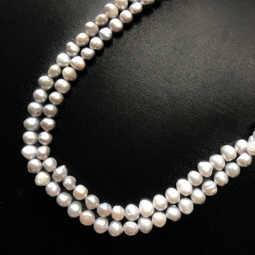 完売御礼 #468 無核 淡水真珠【1連40㌢】約5.7㍉ シルバー ライト