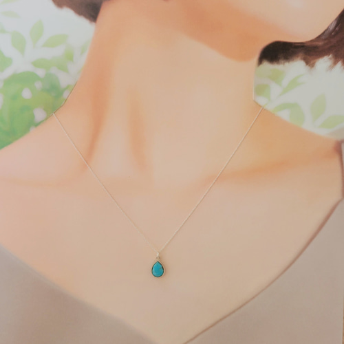 再販】＊Silver925＊ターコイズ・ドロップネックレス ネックレス