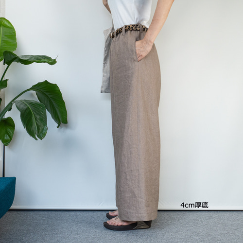 マイラン MYLAN 麻 リネンガウチョパンツ M 起毛サテンガウチョパンツ/洗える(ガウチョ・ワイドパンツ) | MK