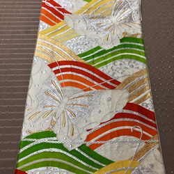 ✴テーブルランナー　タペストリー　正絹　帯生地使用　ピンク　大　ハンドメイド ☆0009帯タペストリー/テーブルランナー（棒付き） その他インテリア