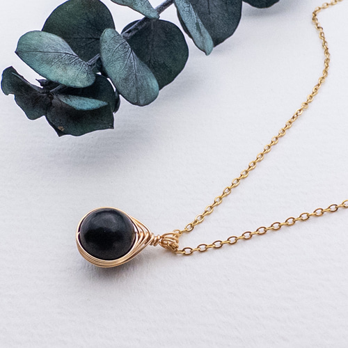 お値下げ　天然ジェットネックレス　ペンダントヘッド付き 10mm天然ジェット ネックレスセット - ファッション通販ならセシール