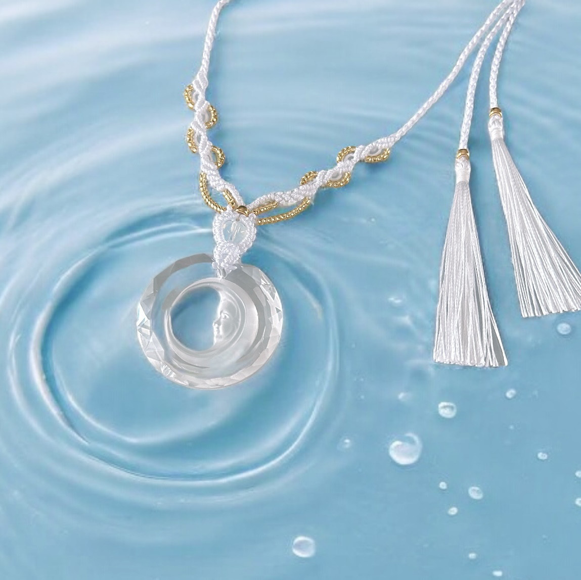 「水面の月」クリスタル ネックレス 14kgf【再販】