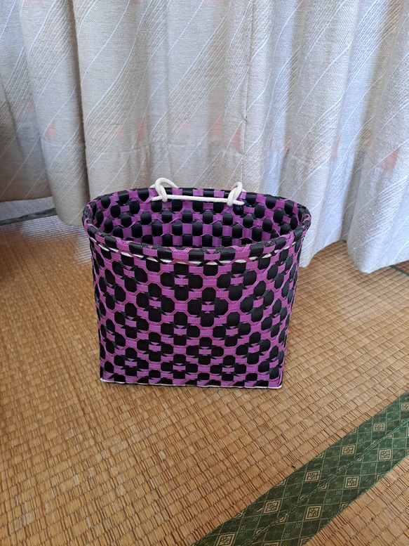 PPバンドかご(3用途仕様はけご　特大)、収穫かご、プラカゴ　模様b-オ-青 PPバンドかご(3用途仕様はけご 特大)、収穫かご、プラカゴ 模様b-オ-青