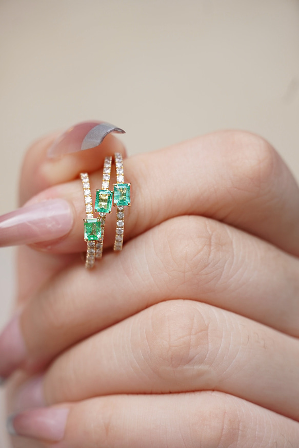 k18あこや真珠天然ダイヤモンドとエメラルドリング 【公式通販】